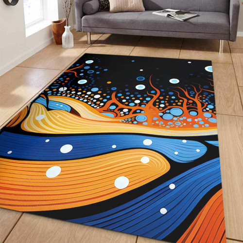 Australia Dreaming Aboriginal Area Rug - Aboriginal Art Indigenous Dot Painting Inspired Area Rug