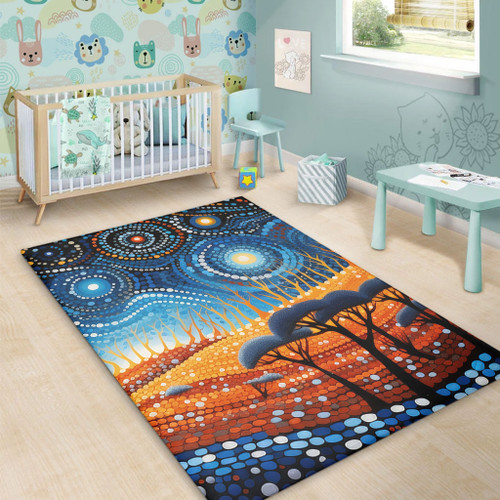 Australia Dreaming Aboriginal Area Rug - Aboriginal Culture Indigenous Land Dot Painting Art Inspired Area Rug Australia Dreaming Aboriginal Area Rug - Aboriginal Culture Indigenous Land Dot Painting Art Inspired Area Rug