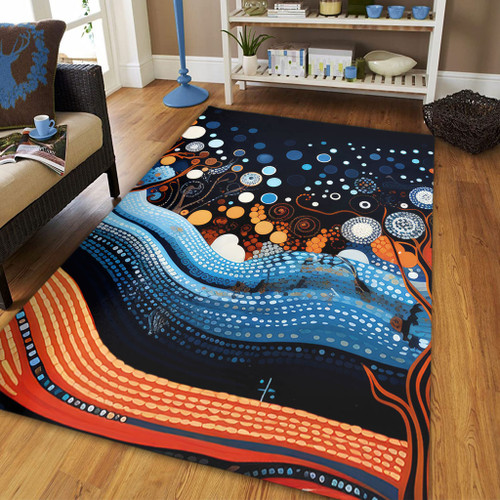Australia Dreaming Aboriginal Area Rug - Aboriginal Culture Indigenous Trees Dot Painting Art Inspired Area Rug Australia Dreaming Aboriginal Area Rug - Aboriginal Culture Indigenous Trees Dot Painting Art Inspired Area Rug