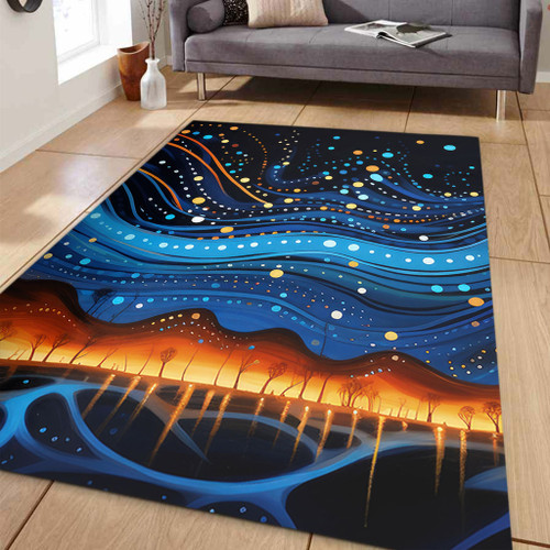 Australia Dreaming Aboriginal Area Rug - Aboriginal Dreaming Dot Painting Art Color Inspired Area Rug