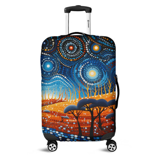 Australia Dreaming Aboriginal Luggage Cover - Aboriginal Culture Indigenous Land Dot Painting Art Inspired Luggage Cover Australia Dreaming Aboriginal Luggage Cover - Aboriginal Culture Indigenous Land Dot Painting Art Inspired Luggage Cover