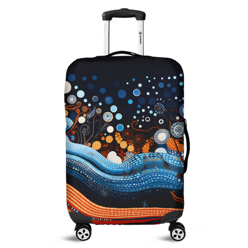 Australia Dreaming Aboriginal Luggage Cover - Aboriginal Culture Indigenous Trees Dot Painting Art Inspired Luggage Cover Australia Dreaming Aboriginal Luggage Cover - Aboriginal Culture Indigenous Trees Dot Painting Art Inspired Luggage Cover