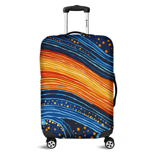 Australia Dreaming Aboriginal Luggage Cover - Aboriginal Culture Rive In Dot Painting Inspired Luggage Cover Australia Dreaming Aboriginal Luggage Cover - Aboriginal Culture Rive In Dot Painting Inspired Luggage Cover