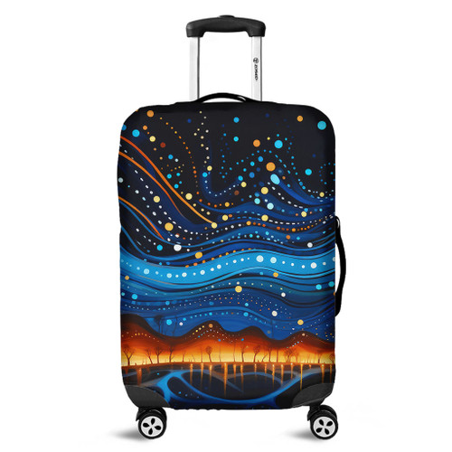 Australia Dreaming Aboriginal Luggage Cover - Aboriginal Dreaming Dot Painting Art Color Inspired Luggage Cover Australia Dreaming Aboriginal Luggage Cover - Aboriginal Dreaming Dot Painting Art Color Inspired Luggage Cover