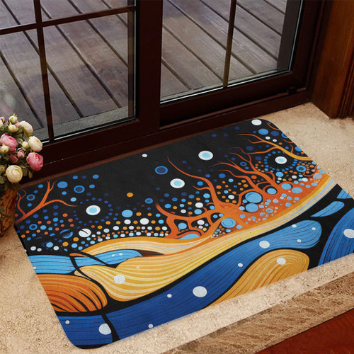 Australia Dreaming Aboriginal Doormat - Aboriginal Art Indigenous Dot Painting Inspired Doormat