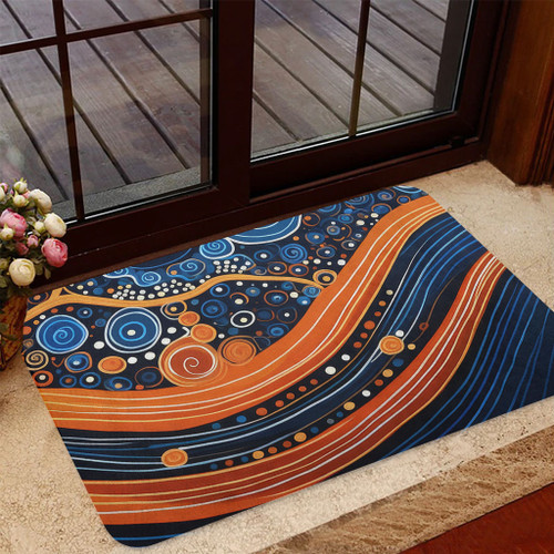 Australia Dreaming Aboriginal Doormat - Aboriginal Culture Indigenous Dot Art Painting Inspired Doormat