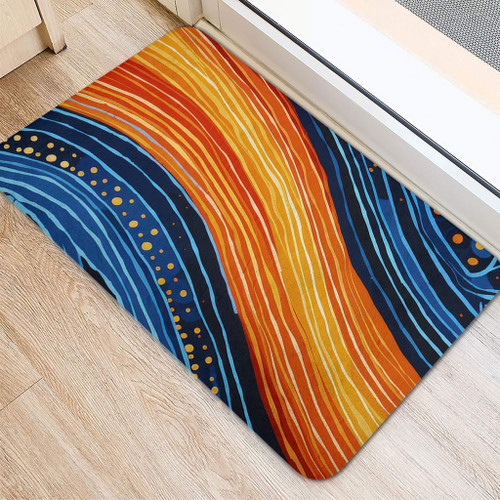 Australia Dreaming Aboriginal Doormat - Aboriginal Culture Rive In Dot Painting Inspired Doormat