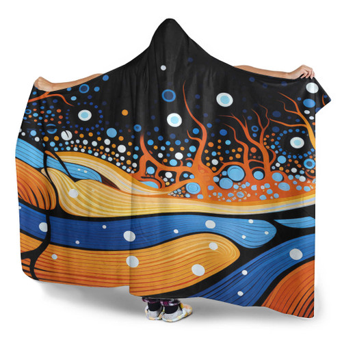 Australia Dreaming Aboriginal Hooded Blanket - Aboriginal Art Indigenous Dot Painting Inspired Hooded Blanket Australia Dreaming Aboriginal Hooded Blanket - Aboriginal Art Indigenous Dot Painting Inspired Hooded Blanket