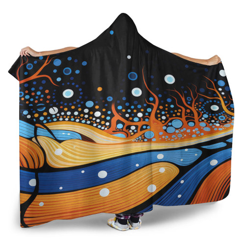 Australia Dreaming Aboriginal Hooded Blanket - Aboriginal Art Indigenous Dot Painting Inspired Hooded Blanket Australia Dreaming Aboriginal Hooded Blanket - Aboriginal Art Indigenous Dot Painting Inspired Hooded Blanket