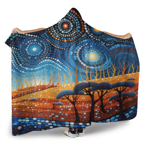 Australia Dreaming Aboriginal Hooded Blanket - Aboriginal Culture Indigenous Land Dot Painting Art Inspired Hooded Blanket Australia Dreaming Aboriginal Hooded Blanket - Aboriginal Culture Indigenous Land Dot Painting Art Inspired Hooded Blanket