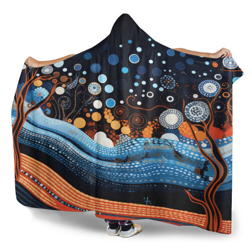 Australia Dreaming Aboriginal Hooded Blanket - Aboriginal Culture Indigenous Trees Dot Painting Art Inspired Hooded Blanket Australia Dreaming Aboriginal Hooded Blanket - Aboriginal Culture Indigenous Trees Dot Painting Art Inspired Hooded Blanket