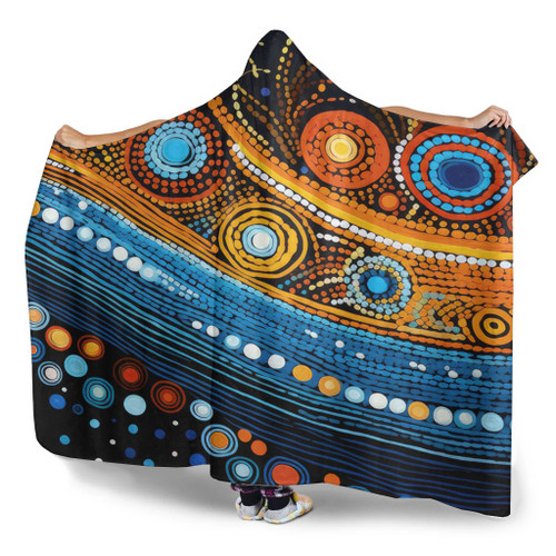 Australia Dreaming Aboriginal Hooded Blanket - Aboriginal Dot Painting Art Indigenous Culture Inspired Hooded Blanket Australia Dreaming Aboriginal Hooded Blanket - Aboriginal Dot Painting Art Indigenous Culture Inspired Hooded Blanket