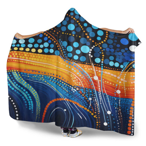 Australia Dreaming Aboriginal Hooded Blanket - Colorful Aboriginal With Indigenous Patterns Inspired Hooded Blanket Australia Dreaming Aboriginal Hooded Blanket - Colorful Aboriginal With Indigenous Patterns Inspired Hooded Blanket