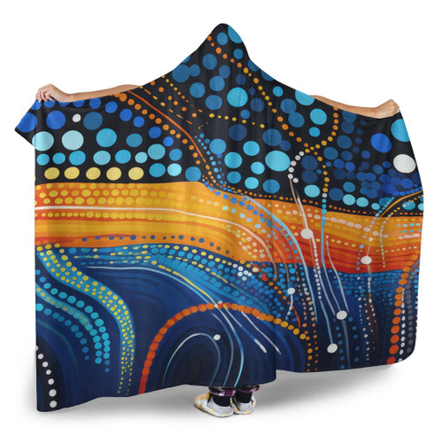 Australia Dreaming Aboriginal Hooded Blanket - Colorful Aboriginal With Indigenous Patterns Inspired Hooded Blanket Australia Dreaming Aboriginal Hooded Blanket - Colorful Aboriginal With Indigenous Patterns Inspired Hooded Blanket