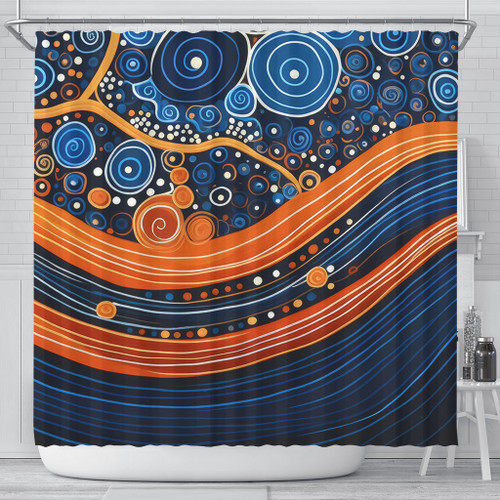 Australia Dreaming Aboriginal Shower Curtain - Aboriginal Culture Indigenous Dot Art Painting Inspired Shower Curtain Australia Dreaming Aboriginal Shower Curtain - Aboriginal Culture Indigenous Dot Art Painting Inspired Shower Curtain