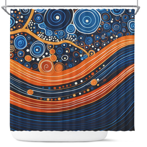 Australia Dreaming Aboriginal Shower Curtain - Aboriginal Culture Indigenous Dot Art Painting Inspired Shower Curtain Australia Dreaming Aboriginal Shower Curtain - Aboriginal Culture Indigenous Dot Art Painting Inspired Shower Curtain