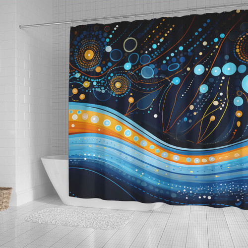 Australia Dreaming Aboriginal Shower Curtain - Aboriginal Culture Indigenous Dot Painting Art Inspired Shower Curtain Australia Dreaming Aboriginal Shower Curtain - Aboriginal Culture Indigenous Dot Painting Art Inspired Shower Curtain