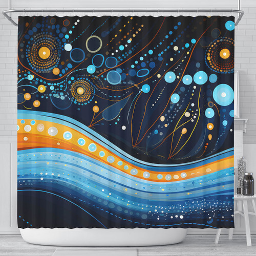 Australia Dreaming Aboriginal Shower Curtain - Aboriginal Culture Indigenous Dot Painting Art Inspired Shower Curtain Australia Dreaming Aboriginal Shower Curtain - Aboriginal Culture Indigenous Dot Painting Art Inspired Shower Curtain
