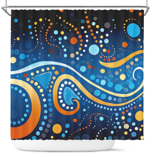 Australia Dreaming Aboriginal Shower Curtain - Aboriginal Culture Indigenous Dot Painting Color Inspired Shower Curtain Australia Dreaming Aboriginal Shower Curtain - Aboriginal Culture Indigenous Dot Painting Color Inspired Shower Curtain