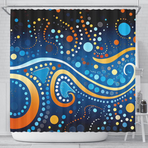 Australia Dreaming Aboriginal Shower Curtain - Aboriginal Culture Indigenous Dot Painting Color Inspired Shower Curtain Australia Dreaming Aboriginal Shower Curtain - Aboriginal Culture Indigenous Dot Painting Color Inspired Shower Curtain