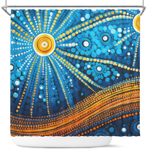 Australia Dreaming Aboriginal Shower Curtain - Aboriginal Culture Indigenous Dot Painting Inspired Shower Curtain Australia Dreaming Aboriginal Shower Curtain - Aboriginal Culture Indigenous Dot Painting Inspired Shower Curtain