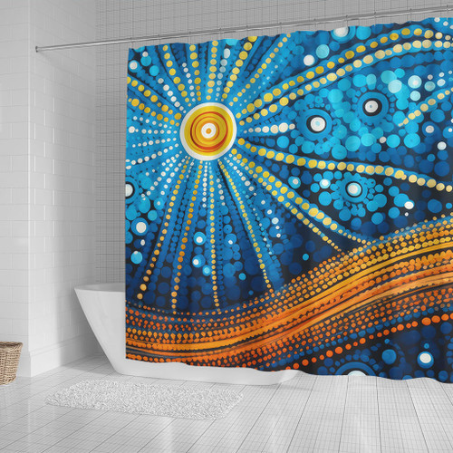 Australia Dreaming Aboriginal Shower Curtain - Aboriginal Culture Indigenous Dot Painting Inspired Shower Curtain Australia Dreaming Aboriginal Shower Curtain - Aboriginal Culture Indigenous Dot Painting Inspired Shower Curtain