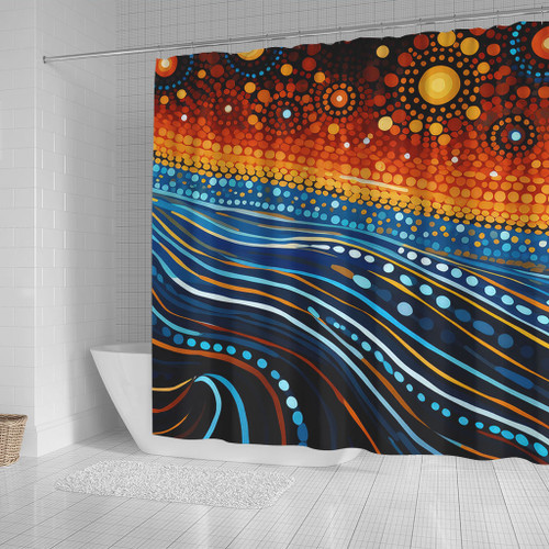 Australia Dreaming Aboriginal Shower Curtain - Aboriginal Culture Indigenous Dreaming Dot Painting Art Inspired Shower Curtain Australia Dreaming Aboriginal Shower Curtain - Aboriginal Culture Indigenous Dreaming Dot Painting Art Inspired Shower Curtain