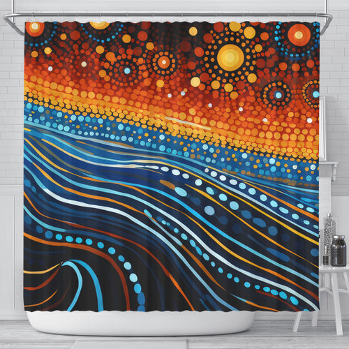 Australia Dreaming Aboriginal Shower Curtain - Aboriginal Culture Indigenous Dreaming Dot Painting Art Inspired Shower Curtain Australia Dreaming Aboriginal Shower Curtain - Aboriginal Culture Indigenous Dreaming Dot Painting Art Inspired Shower Curtain