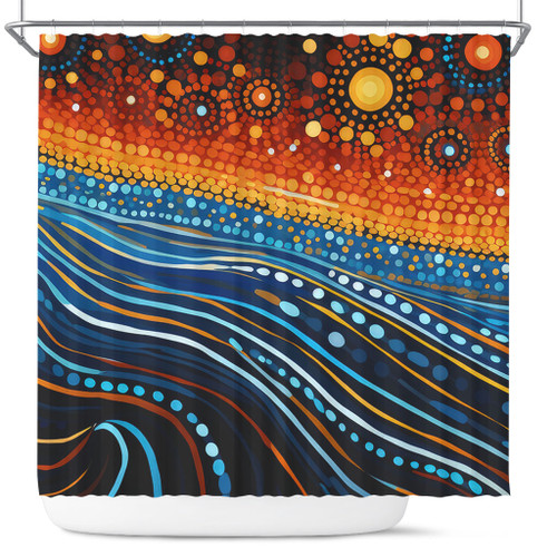 Australia Dreaming Aboriginal Shower Curtain - Aboriginal Culture Indigenous Dreaming Dot Painting Art Inspired Shower Curtain Australia Dreaming Aboriginal Shower Curtain - Aboriginal Culture Indigenous Dreaming Dot Painting Art Inspired Shower Curtain