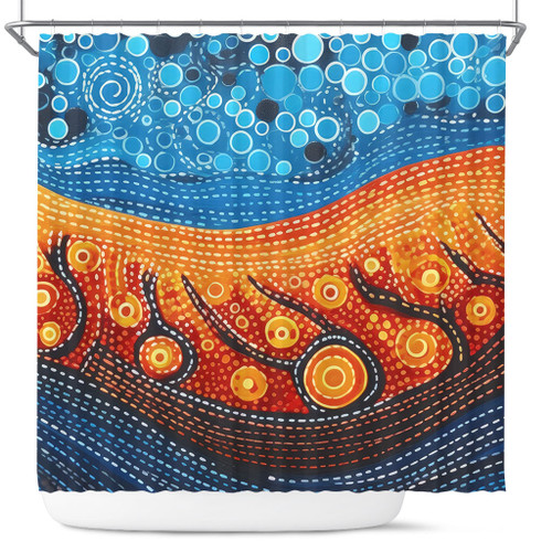 Australia Dreaming Aboriginal Shower Curtain - Aboriginal Culture Indigenous River Dot Painting Art Inspired Shower Curtain Australia Dreaming Aboriginal Shower Curtain - Aboriginal Culture Indigenous River Dot Painting Art Inspired Shower Curtain