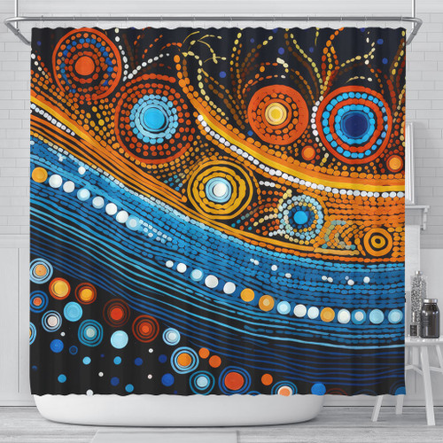 Australia Dreaming Aboriginal Shower Curtain - Aboriginal Dot Painting Art Indigenous Culture Inspired Shower Curtain Australia Dreaming Aboriginal Shower Curtain - Aboriginal Dot Painting Art Indigenous Culture Inspired Shower Curtain
