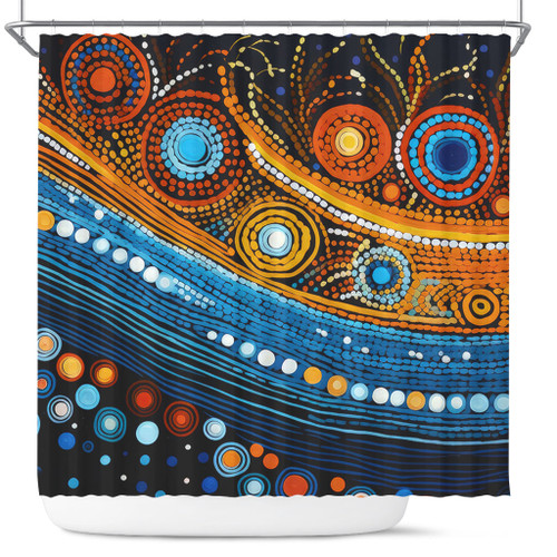 Australia Dreaming Aboriginal Shower Curtain - Aboriginal Dot Painting Art Indigenous Culture Inspired Shower Curtain Australia Dreaming Aboriginal Shower Curtain - Aboriginal Dot Painting Art Indigenous Culture Inspired Shower Curtain