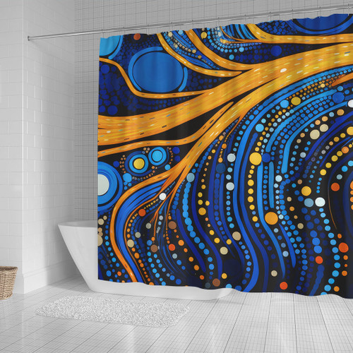 Australia Dreaming Aboriginal Shower Curtain - Aboriginal Indigenous Culture Dot Painting Art Inspired Shower Curtain Australia Dreaming Aboriginal Shower Curtain - Aboriginal Indigenous Culture Dot Painting Art Inspired Shower Curtain