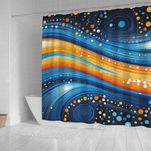 Australia Dreaming Aboriginal Shower Curtain - Aboriginal Indigenous Dot Painting Dream Art Inspired Shower Curtain Australia Dreaming Aboriginal Shower Curtain - Aboriginal Indigenous Dot Painting Dream Art Inspired Shower Curtain