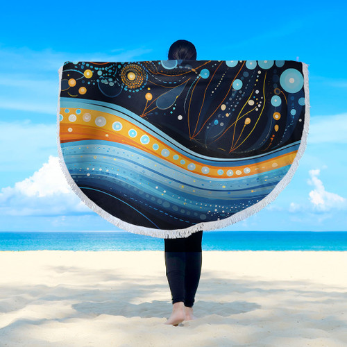 Australia Dreaming Aboriginal Beach Blanket - Aboriginal Culture Indigenous Dot Painting Art Inspired Beach Blanket Australia Dreaming Aboriginal Beach Blanket - Aboriginal Culture Indigenous Dot Painting Art Inspired Beach Blanket