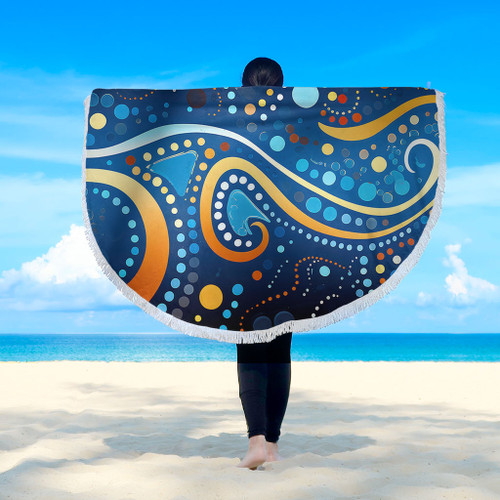 Australia Dreaming Aboriginal Beach Blanket - Aboriginal Culture Indigenous Dot Painting Color Inspired Beach Blanket Australia Dreaming Aboriginal Beach Blanket - Aboriginal Culture Indigenous Dot Painting Color Inspired Beach Blanket