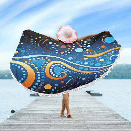Australia Dreaming Aboriginal Beach Blanket - Aboriginal Culture Indigenous Dot Painting Color Inspired Beach Blanket Australia Dreaming Aboriginal Beach Blanket - Aboriginal Culture Indigenous Dot Painting Color Inspired Beach Blanket