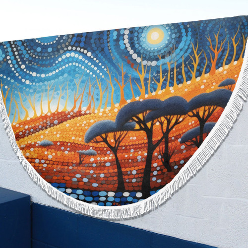 Australia Dreaming Aboriginal Beach Blanket - Aboriginal Culture Indigenous Land Dot Painting Art Inspired Beach Blanket Australia Dreaming Aboriginal Beach Blanket - Aboriginal Culture Indigenous Land Dot Painting Art Inspired Beach Blanket
