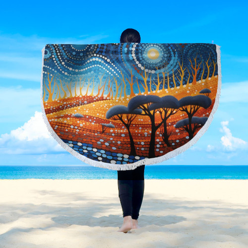Australia Dreaming Aboriginal Beach Blanket - Aboriginal Culture Indigenous Land Dot Painting Art Inspired Beach Blanket Australia Dreaming Aboriginal Beach Blanket - Aboriginal Culture Indigenous Land Dot Painting Art Inspired Beach Blanket