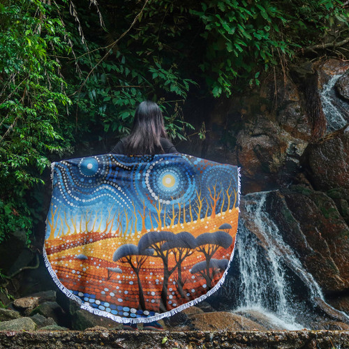 Australia Dreaming Aboriginal Beach Blanket - Aboriginal Culture Indigenous Land Dot Painting Art Inspired Beach Blanket Australia Dreaming Aboriginal Beach Blanket - Aboriginal Culture Indigenous Land Dot Painting Art Inspired Beach Blanket