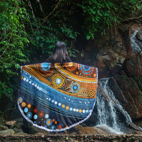 Australia Dreaming Aboriginal Beach Blanket - Aboriginal Dot Painting Art Indigenous Culture Inspired Beach Blanket Australia Dreaming Aboriginal Beach Blanket - Aboriginal Dot Painting Art Indigenous Culture Inspired Beach Blanket