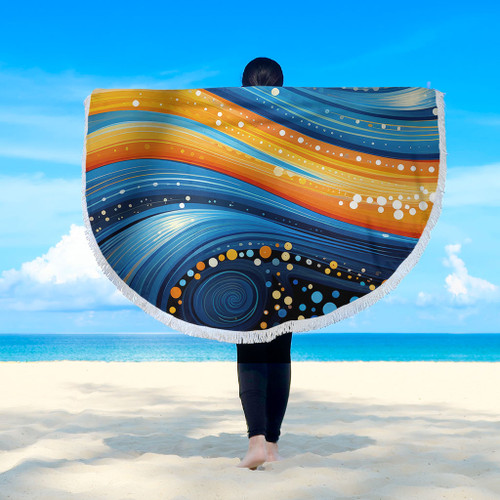 Australia Dreaming Aboriginal Beach Blanket - Aboriginal Indigenous Dot Painting Dream Art Inspired Beach Blanket Australia Dreaming Aboriginal Beach Blanket - Aboriginal Indigenous Dot Painting Dream Art Inspired Beach Blanket