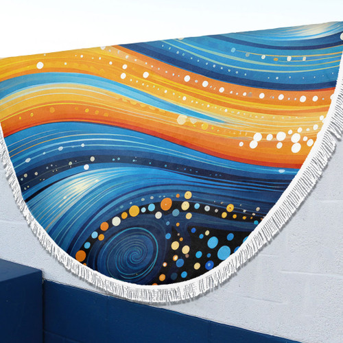 Australia Dreaming Aboriginal Beach Blanket - Aboriginal Indigenous Dot Painting Dream Art Inspired Beach Blanket Australia Dreaming Aboriginal Beach Blanket - Aboriginal Indigenous Dot Painting Dream Art Inspired Beach Blanket