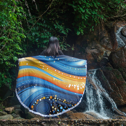Australia Dreaming Aboriginal Beach Blanket - Aboriginal Indigenous Dot Painting Dream Art Inspired Beach Blanket Australia Dreaming Aboriginal Beach Blanket - Aboriginal Indigenous Dot Painting Dream Art Inspired Beach Blanket