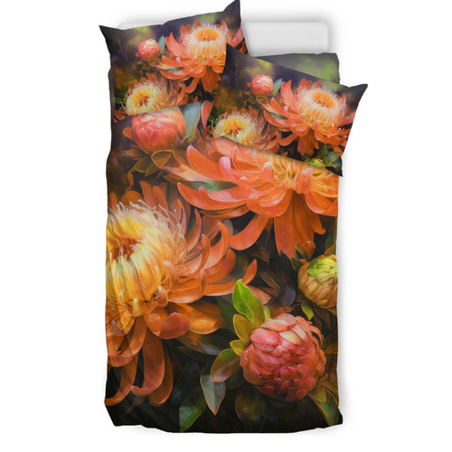 Australia Waratah Bedding Set - Waratah Oil Painting Abstract Ver1 Orange Version Bedding Set Australia Waratah Bedding Set - Waratah Oil Painting Abstract Ver1 Orange Version Bedding Set