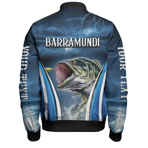 Australia Fishing Custom Bomber Jacket - Jumping Barramundi Fishing  Bomber Jacket Australia Fishing Custom Bomber Jacket - Jumping Barramundi Fishing  Bomber Jacket