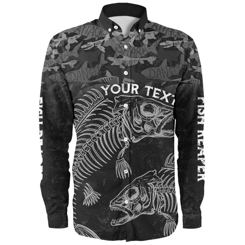 Australia Fishing Custom Long Sleeve Shirt - Fish Reaper Fish Skeleton Grey Long Sleeve Shirt Australia Fishing Custom Long Sleeve Shirt - Fish Reaper Fish Skeleton Grey Long Sleeve Shirt