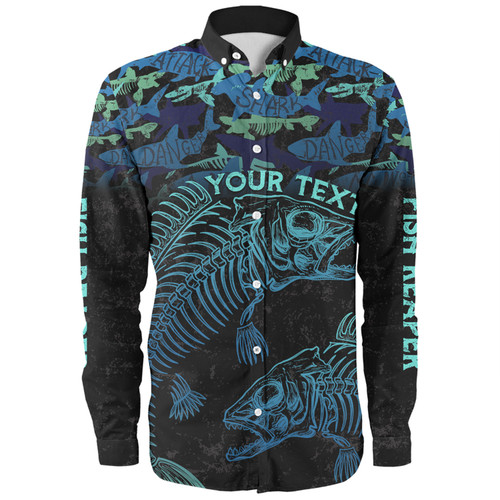 Australia Fishing Custom Long Sleeve Shirt - Fish Reaper Fish Skeleton Blue Long Sleeve Shirt Australia Fishing Custom Long Sleeve Shirt - Fish Reaper Fish Skeleton Blue Long Sleeve Shirt