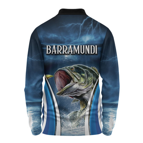 Australia Fishing Custom Long Sleeve Polo Shirt - Jumping Barramundi Fishing  Long Sleeve Polo Shirt Australia Fishing Custom Long Sleeve Polo Shirt - Jumping Barramundi Fishing  Long Sleeve Polo Shirt
