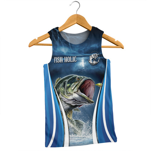 Australia Fishing Custom Men Singlet - Jumping Barramundi Fishing  Men Singlet